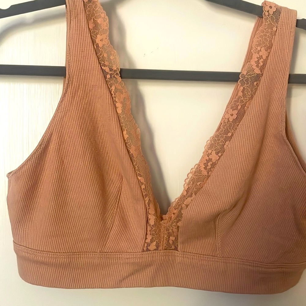 Victoria's Secret Lace Trim Bra in Tan